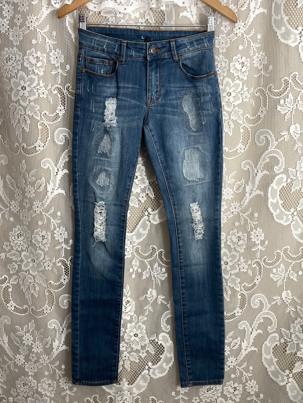 Nine Planet Skinny Jeans Stretch Patchwork Distressed Juniors Size 3